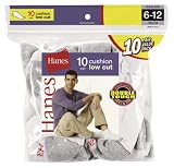 Hanes Classics Mens 10-pack Cushion Low-Cut Socks, White, 6-12