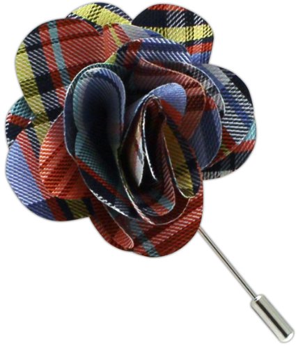 100% Silk Danbury Plaid Tangerine Lapel Pin