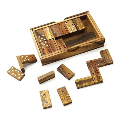 SMALL COLORFUL DOUBLE NINE DOMINOES WOODEN SIZE 2CMx4CM BOX SET IN PLASTIC WRAP