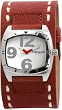 Excellanc 295022200036 - Reloj analógico de caballero de cuarzo con correa de piel roja