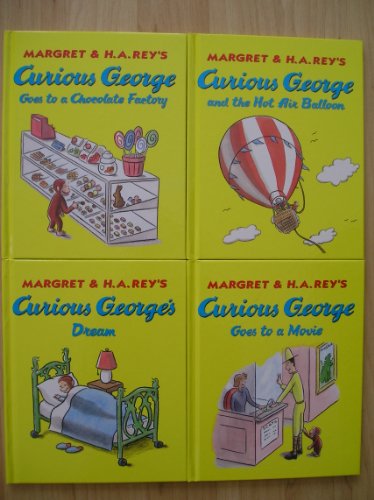 curious george balloons:Curious George Set (Dream ~ Goes to a Movie ~ Goes to a Chocolate Factory ~ Hot Air Balloon) Images