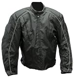 Mens Black Armored Vented Textile Motorcycle Jacket [Large]