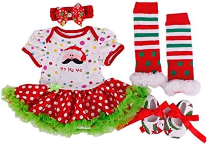 TANZKY® 4PCS Infant Baby Girl Rompers Personalized Baby Clothes (M 6-9month, Christmas Polka Dot)