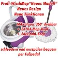 AT- WischMop-SS 8.6 purple "Neues Model" 360� WischMop mit Schleuder und Sp�lfunktion inkl. 2 Mikrofaser Mop K�pfe und Edelstahlkorb