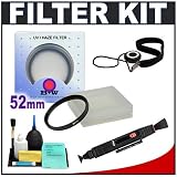B+W Digital 52mm UV Haze Glass Lens Filter + Accessory Kit for Canon, Nikon, Sony, Olympus & Pentax Lenses