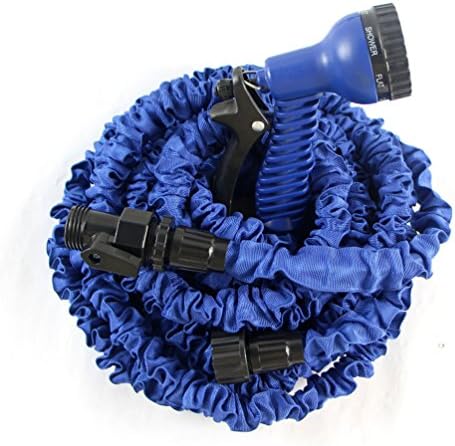 Expanding Hose Lightweight Expandable Garden Hose ABS Plastic Ends, 7-Way Nozzle Spray Gun, Double Latex Core, Extra Strength Fabric (Blue-50ft)