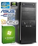 Leiser PC - CSL Speed H4708 (Core i7) - Gaming QuadCore! PC-System mit Intel Core i7-2600 4x 3400 MHz, 1000GB SATA, 8192MB DDR3, ASUS Mainboard, GeForce GT 520 2048MB, DVD-RW, CardReader, 7.1 Sound, GigLAN, USB 3.0, Windows 7 Home Premium, Office 2010
