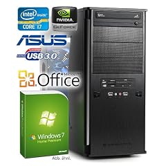 Leiser PC - CSL Speed H4708 (Core i7) - Gaming QuadCore! PC-System mit Intel Core i7-2600 4x 3400 MHz, 1000GB SATA, 8192MB DDR3, ASUS Mainboard, GeForce GT 520 2048MB, DVD-RW, CardReader, 7.1 Sound, GigLAN, USB 3.0, Windows 7 Home Premium, Office 2010