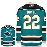 BOYLE #22 San Jose Sharks RBK Premier NHL Hockey Jersey by Reebok (NHLPA Certified Custom Sewn Authentic Twill)