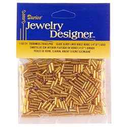 1/4 In. Silver Lined Glass Bugle Beads, Gold, 20 Gram/Pkg