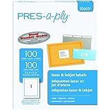 Pres-a-ply Laser Address Labels, 8.5 x 11 Inches, White, Box of 100 (30605)
