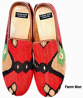 Handmade Men Kilim Shoes Slippers Leather Handmade Handwoven Shoes Vintage Men Flats High Quality Unique Footwear European Size 43 Us 10 Fmen2