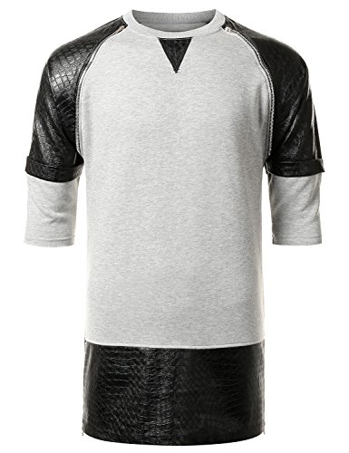 URBANCREWS Mens Hipster Hip Hop High-Low Crewneck Longline T-shirt