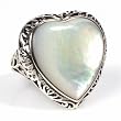 STERLING SILVER RING with Mother of Pearl Heart 26mm