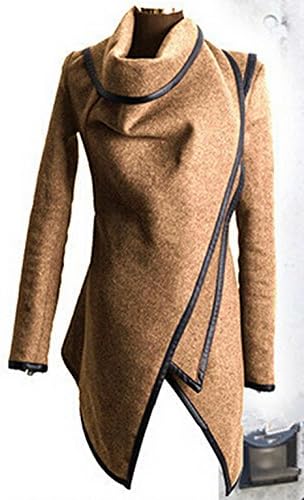 Winter Autumn Women Woolen Coat Female Warm Wool Long Sleeve Overcoat Jacket (M, Khaki)
