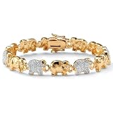 PalmBeach Jewelry 18k/Sterling Silver Elephant Bracelet 8