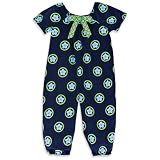 Chez Ami by Patsy Aiken Designs Girls Short Sleeve Corduroy Romper Navy Floral Print