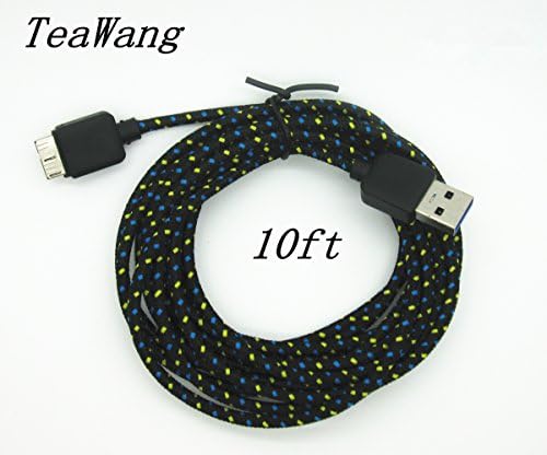 TeaWang(Tm) New DIY Ruggedized Braided Fabric Design Extra Long High Quality 10Ft 3M For Samsung Galaxy S5 SV I9600 / Galaxy Note 3 N9000 N9002 N9005 Note III- Extra Long Samsung Galaxy S5 / Galaxy Note 4 3 N9000 N9002 N9005 Note III(10 feet) to USB Data Sync Transfer cable -Black