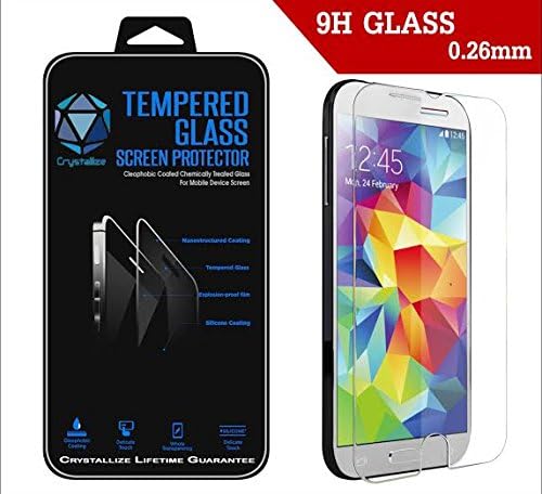 Samsung Galaxy S5 Tempered Glass Screen Protector - Crystallize Protection for Your Galaxy S5- Scratch Resistant with 9H Hardness - Round Edge and Thin Design at 0.26mm - Bubble Free - Protect your Investment and Maximize Resale - Lifetime Guarantee