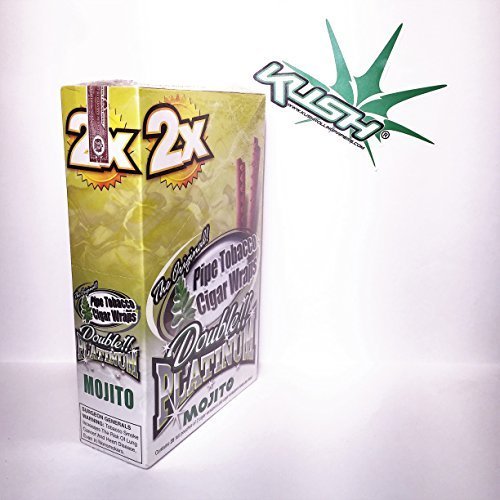 Double Platinum Wraps 2x Mojito Flavor Box of 25 Packs - Limited Edition Kush Sticker