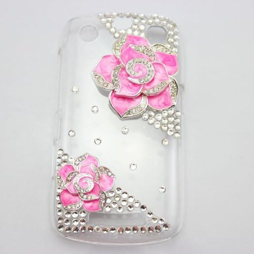 PIAOPIAO bling 3D clear case flower hotpink diamond rhinestone crystal hard cover for blackberry curve 9320 9220 BB