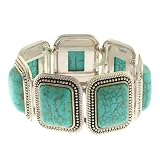 Green Turquoise Howlite Stretchy Bangle Bracelet 30mm