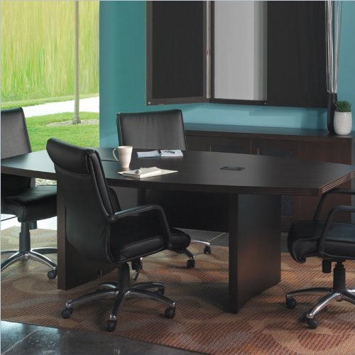 Cherry Mayline Aberdeen Boat Shaped 6 Conference Table with Slab Base