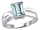 1.45 cts Genuine Emerald Cut Aquamarine Ring. - 14kt White or Yellow Gold