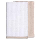 IMAGE OF Gourmet Classics 16- by 19-inch Khaki and White Bar Towels, Set of 2