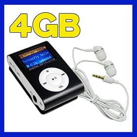 Swees 4GB Clip Mp3 player with FM radio and LCD screen - Black