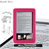 Premium Grade Barnes & Noble Nook Silicone Skin Cover Case (Pink, Magenta, Hot Pink) + 4-inch eBigvalue(TM) Determination Hand Strap
