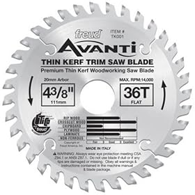 Freud TK001 Avanti 4-3 8-Inch 36 Tooth FTG Trim Saw Blade with 5 8-Inch Arbor by Freud