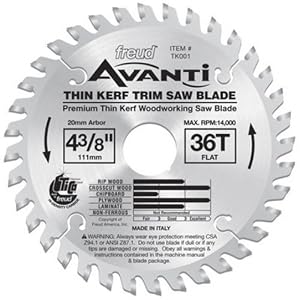 Freud TK001 Avanti 4-3 8-Inch 36 Tooth FTG Trim Saw Blade with 20mm Arbor and 3 8 reducing bushing by Freud