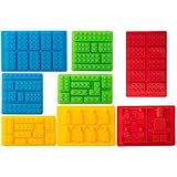8pc Candy Molds For Lego Lovers, Chocolate Molds, Ice Cube Molds, Silicone Baking Molds, PREMIUM Silicone Molds- Building Blocks and Robots(Set of 8)