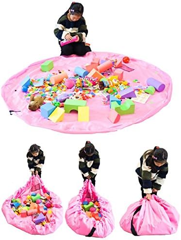 Freye Children's Toy Storage Bag &amp; Play Mat-60 Inch Foldable and Portable -Convenient，Fast，Neat (Pink)