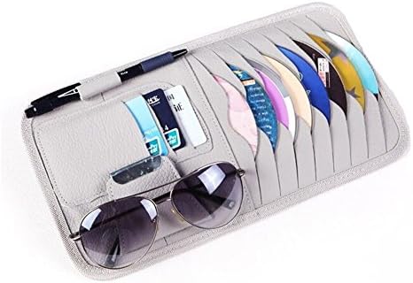 Slite Multi-function Eight pieces CD Sotre Case Credit Card Holder For Auto Vehicle Truck Sun Visor Organizer (Grey)