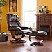 Cafe Brown Leather Recliner with Ottoman