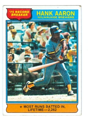 Hank Aaron baseball card 1976 Topps #1 (Milwaukee Brewers)