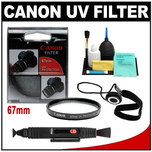 Canon 67mm UV Haze Protector Filter for EF 100mm f/2.8L Macro IS USM, 70-200mm f/4 L USM, 70-200mm f/4L, EF-S 17-85mm f/4-5.6, 18-135mm f/3.5-5.6 IS Zoom Lenses + Accessory Kit