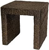 Great Good Best Simple Rustic Beautiful - 18 Woven Natural Fiber Water Hyacinth Square End Table Night Stand - Black