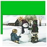 Children W/ Snowman  Holiday Cards -