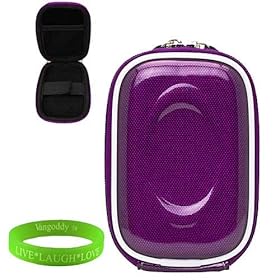 Plum Purple point and shoot digital skinny camera case with Reinforced Shell & Zipper for all models of your Canon Powershot S100 or Canon Powershot S95 + Green Vangoddy Bracelet!!!