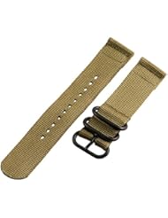 Watch: 26mm Desert Khaki 2 Piece 3-ring PVD Heavy Nato Nylon Replacement Watch Strap / Band - Clockwork Synergy, LLC