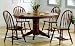5 PCs Solid Wood Dark Distressed Oak Finish Wood Pedestal Dining Table and Chairs Set