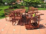 8pc Outdoor Wood Patio Dining Furniture Set