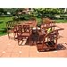 8pc Outdoor Wood Patio Dining Furniture Set