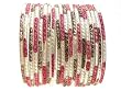 Beachcombers! Ethnic Glass Indian Wedding Bridal Bollywood Bangles Belly Dance Bracelets Set Magenta Brown Silver