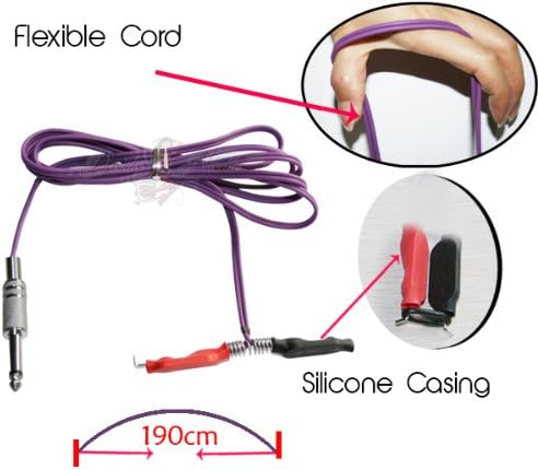 Silicone Super Flex Tattoo Clip Cord For Power Supply/Gun 1.9M (Purple)