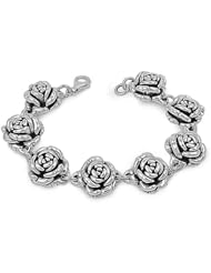 Sterling Silver Rose Bracelet 8"