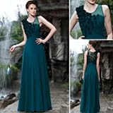 IMAGE OF Chiffon Floral Lace Full Length Pageant Prom Dress, Holiday Dress, 38865